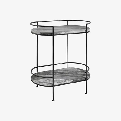 Amara Nordal - Midnight Marble Oval Side Table - Black