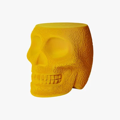 Amara Qeeboo - Mexico Skull Velvet Stool/Side Table - Dark Gold
