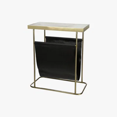 Amara A by AMARA - Marble & Leather Side Table