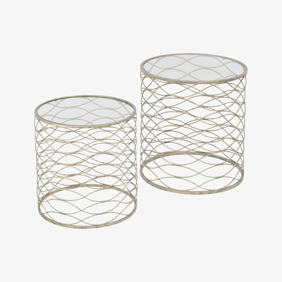 Artisanti Gatsby Antique Silver Nesting Side Tables