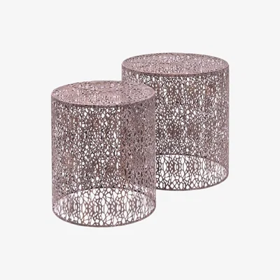 Artisanti Caprio Pair of Metal Mesh Nesting Side Tables