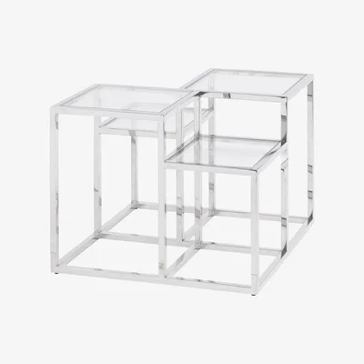Artisanti Shefford Stainless Steel and Glass Stepped Side Table