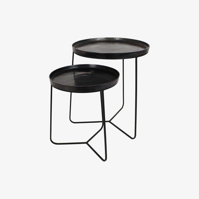 Artisanti Coalbrook Black Metal Side Tables- Set of 2