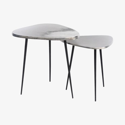Artisanti Flack Silver Metal Side Tables - Set Of 2