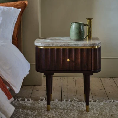 Atkin & Thyme Flute Bedside Table - Vintage