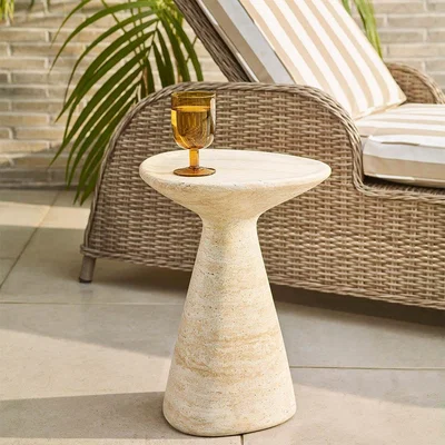 Atkin & Thyme Jasper Side Table Travertine Finish