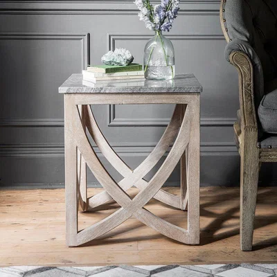 Atkin & Thyme Lily Marble Top Side Table 