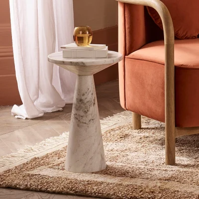 Atkin & Thyme Basso Marble Side Table In Fantasy Brown