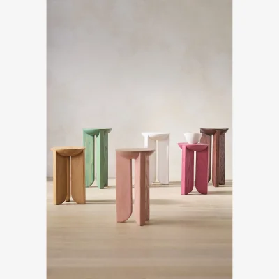 Anthropologie Hemi Solid Oak Wood Side Table