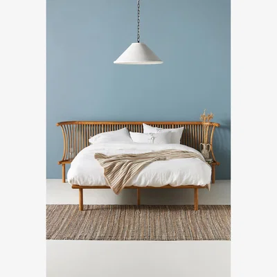 Anthropologie Mathilde Ash Wood King Size Bed Frame with Bedside Tables