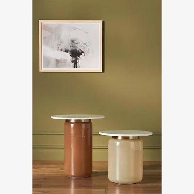 Anthropologie Tall Infinity Glass Side Table