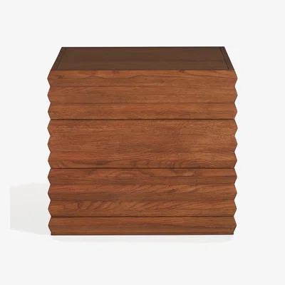 Anthropologie Omari Carved Oak Side Table
