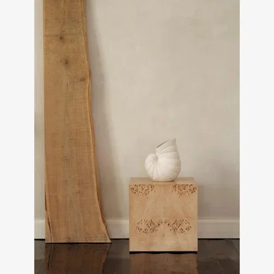 Anthropologie Ferm Living Burl Cube Side Table