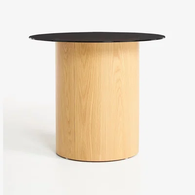 Anthropologie Matcha Glass-Top Round Side Table
