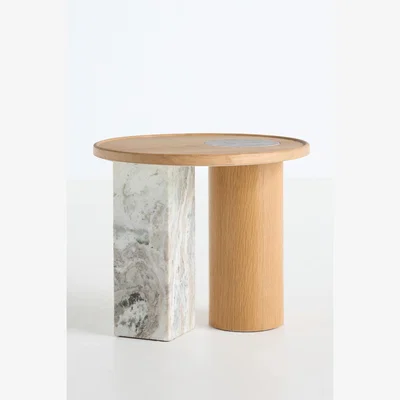 Anthropologie Rhea Marble & Oak Side Table