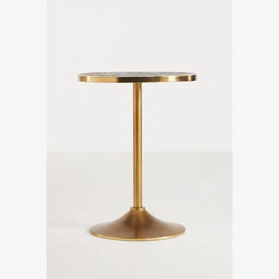 Anthropologie Shoal Inlay Brass Round Side Table