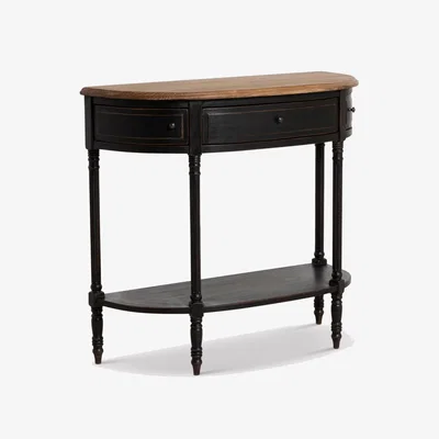 Barker and Stonehouse Jin Half Moon Table, Black Wood | Barker & Stonehouse