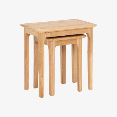 Barker and Stonehouse Stanwick Nest of 2 Tables, Neutral Oak Wood | Barker & Stonehouse