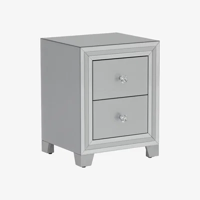 Barker and Stonehouse Quartz 2 Drawer Bedside Cabinet, Grey Glass | Barker & Stonehouse