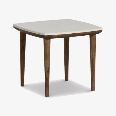Barker and Stonehouse Vida Side Table Marble Top, Neutral Wood | Barker & Stonehouse