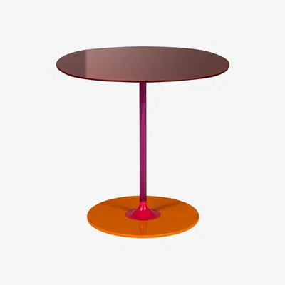 Barker and Stonehouse Kartell Thierry Side Table 45x45x45 Burgundy, Round, Red Glass | Barker & Stonehouse