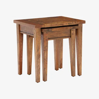Barker and Stonehouse New Frontier Mango Wood Nest of Tables, Brown | Barker & Stonehouse