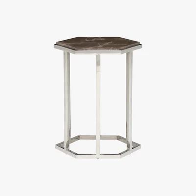 Barker and Stonehouse Hexagonal Marble Accent Table, Amani Dark