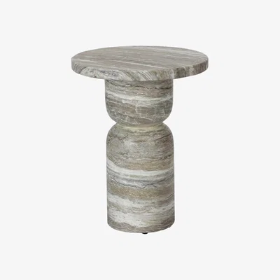 Barker and Stonehouse Baker Bardi Lamp Table 45x45x50 cm, Round, Grey Marble | Barker & Stonehouse
