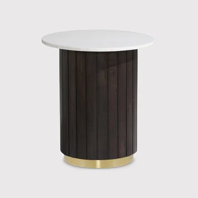 Barker and Stonehouse Calliope End Table 50cm, Round, White | Barker & Stonehouse