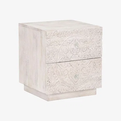 Barker and Stonehouse Casablanca 2 Drawer Bedside Table, White Wood | Barker & Stonehouse