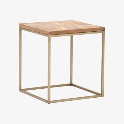 Barker and Stonehouse Jupiter Side Table, Wood Top With Antique Brass Leg
