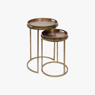 Barker and Stonehouse Vienna Atlas Set Of Side Tables, Antique Gold