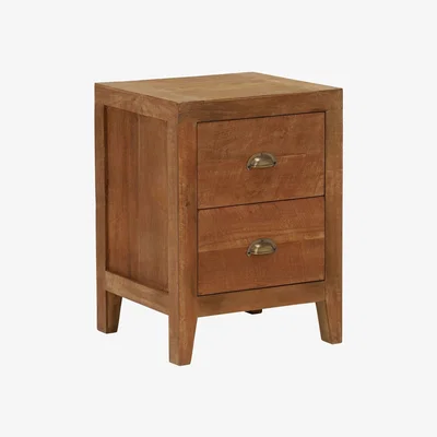 Barker and Stonehouse Tambora 2 Drawer Bedside Table, Brown Wood | Barker & Stonehouse