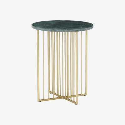 Barker and Stonehouse Lalit Side Table, Green Marble With Brass Leg