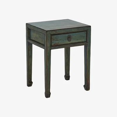 Barker and Stonehouse Zhen 1 Drawer Bedside Table, Green Pine Wood | Barker & Stonehouse