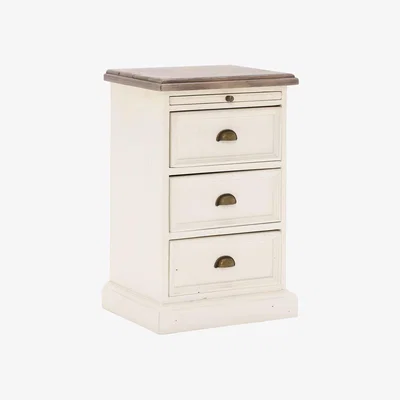 Barker and Stonehouse Carisbrooke Reclaimed Wood 3 Drawer Bedside Cabinet, White | Barker & Stonehouse