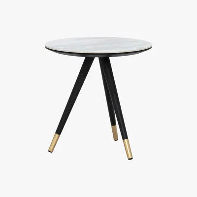 Barker and Stonehouse Parian Corner Table, Matt Black and White Ceramic