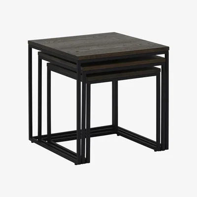 Barker and Stonehouse Anaheim Nest Of Tables, Brown Oak Wood | Barker & Stonehouse