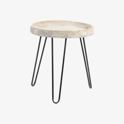 Barker and Stonehouse Natural Wood Side Table, White | Barker & Stonehouse