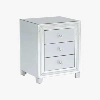 Barker and Stonehouse Quartz 3 Drawer Bedside Cabinet, Grey Glass | Barker & Stonehouse