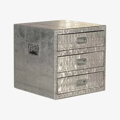 Barker and Stonehouse Timothy Oulton Stonyhurst Large Metal Lamp Table, Silver | Barker & Stonehouse