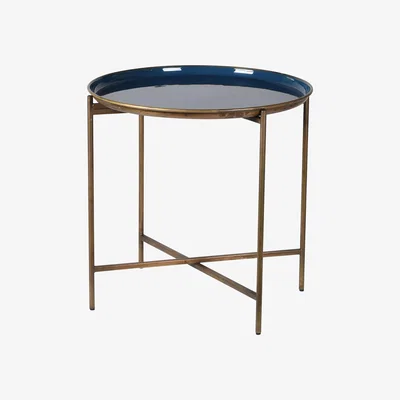 Barker and Stonehouse Enameled Metal Tray Table, Blue | Barker & Stonehouse