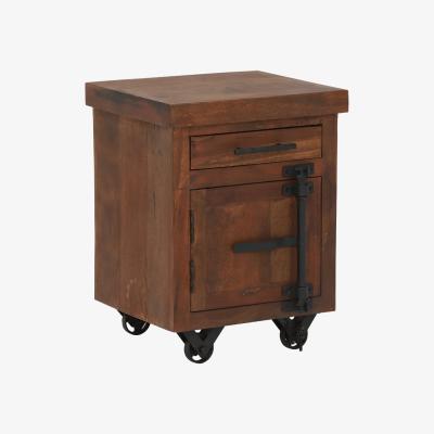 Barker and Stonehouse Little Tree Furniture Hyatt Reclaimed Wood Side Table on Wheels, Neutral | Little Tree Furniture