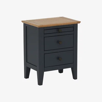 Barker and Stonehouse Ives 3 Drawer Bedside Table, Blue Oak Wood | Barker & Stonehouse