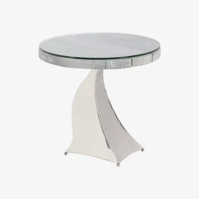 Barker and Stonehouse Caspian Promesse Reclaimed Wood Round Side Table, Grey | Barker & Stonehouse