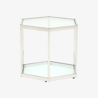 Barker and Stonehouse Silver Hexagon Table, Grey Glass | Barker & Stonehouse