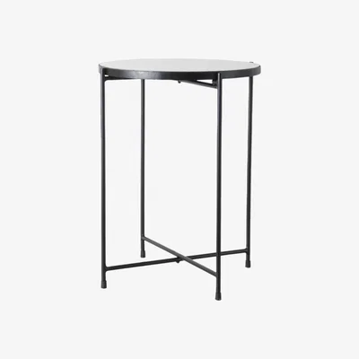 Barker and Stonehouse Antique Glass Mirrored Side Table, Black Metal | Barker & Stonehouse