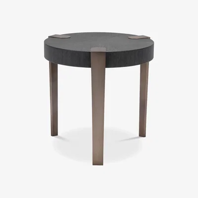 Barker and Stonehouse Eichholtz Oxnard Side Table Charcoal Grey Oak Veneer, Round, Black | Barker & Stonehouse