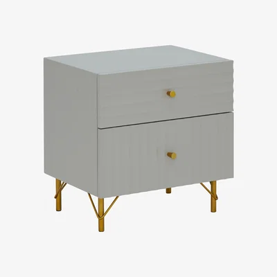 Barker and Stonehouse Verity 2 Drawer Bedside Table, Grey Mahogany Wood | Barker & Stonehouse