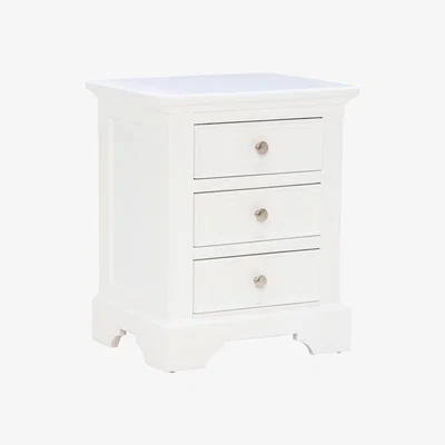 Barker and Stonehouse Medway 3 Drawer Bedside Table, White Wood | Barker & Stonehouse